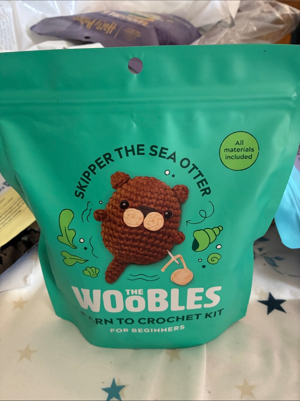 The Woobles Skipper the Sea Otter Crochet Kit - Teal Packaging